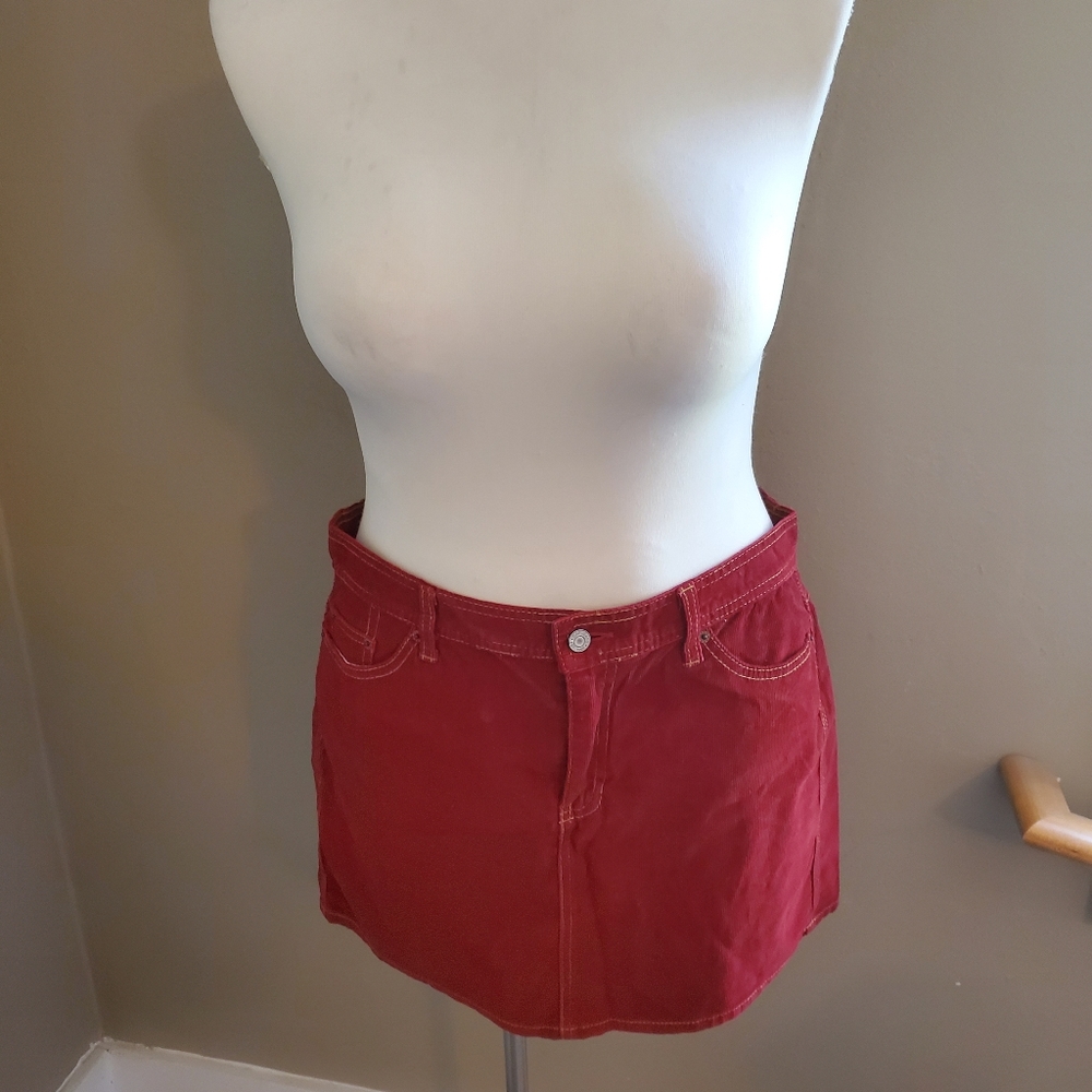 GAP red corduroy mini skirt